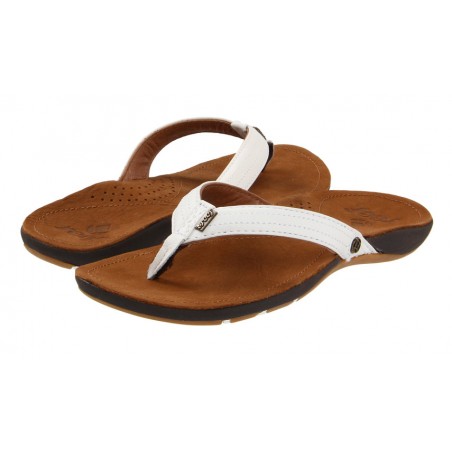 Reef Miss J-bay Damen Flipflops Leder tan weiß