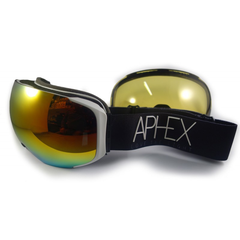 Aphex Kepler goggle wit met magnetische lens in revo rood en geel