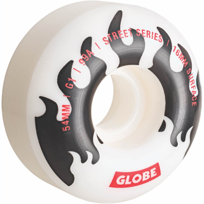 Globe G1 54 mm skatewielen wit zwarte vlammen (set)