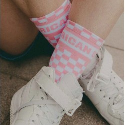 American Socks Pink Checkerboard halfhoge sokken