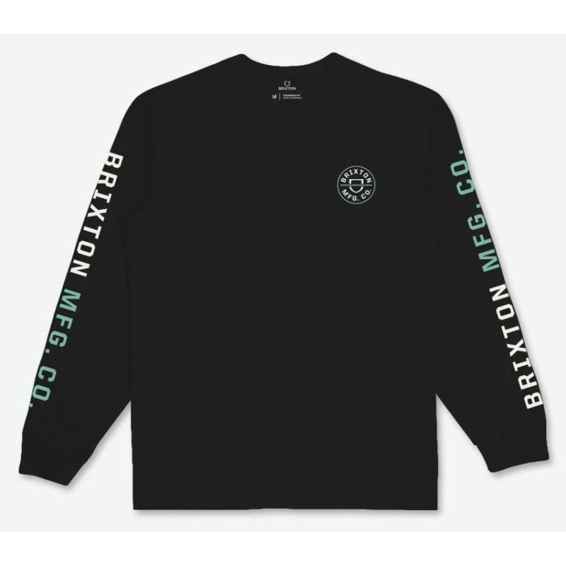 Brixton Crest t-shirt LS zwart-off white-jade